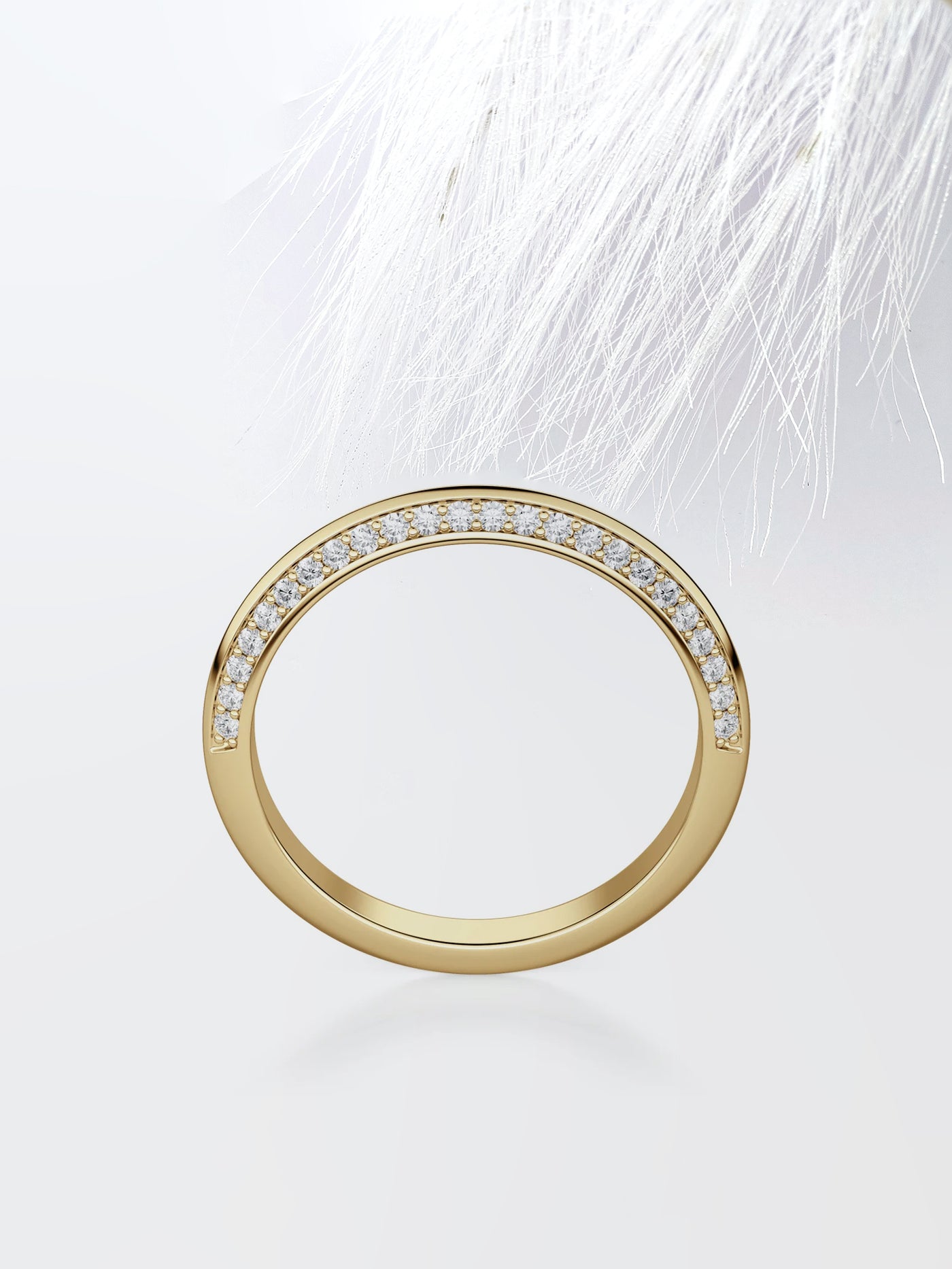 Round Cut Knife-Edge Accented Wedding Band For Women