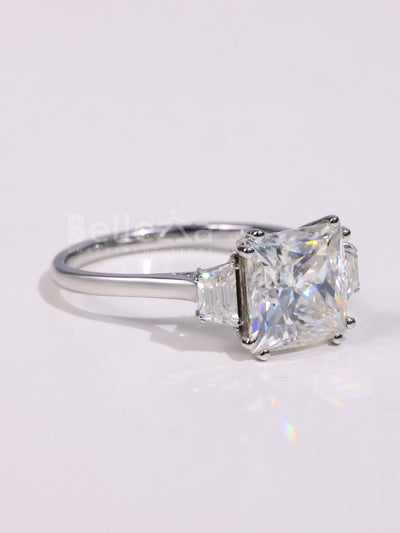 2.0CT Princess Cut Diamond Three Stone Engagement Ring
