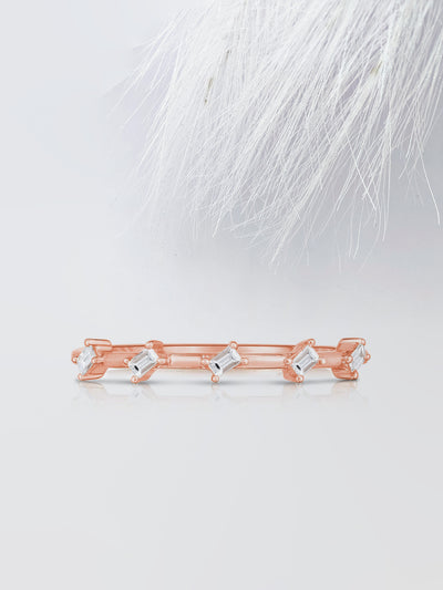 Baguette Cut Half Eternity Diamond Wedding Band For Women