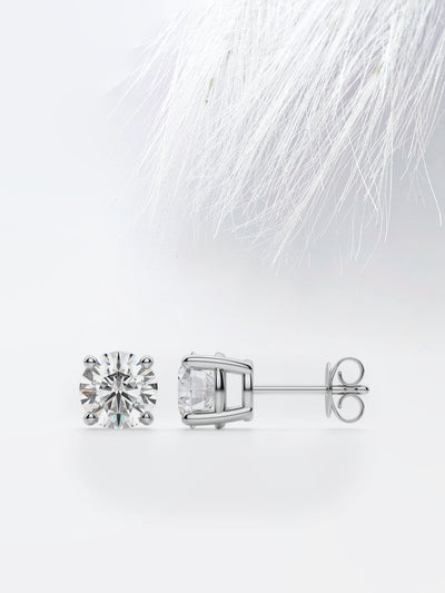 1.0CT Round Cut Stud Moissanite Diamond Earrings For Women
