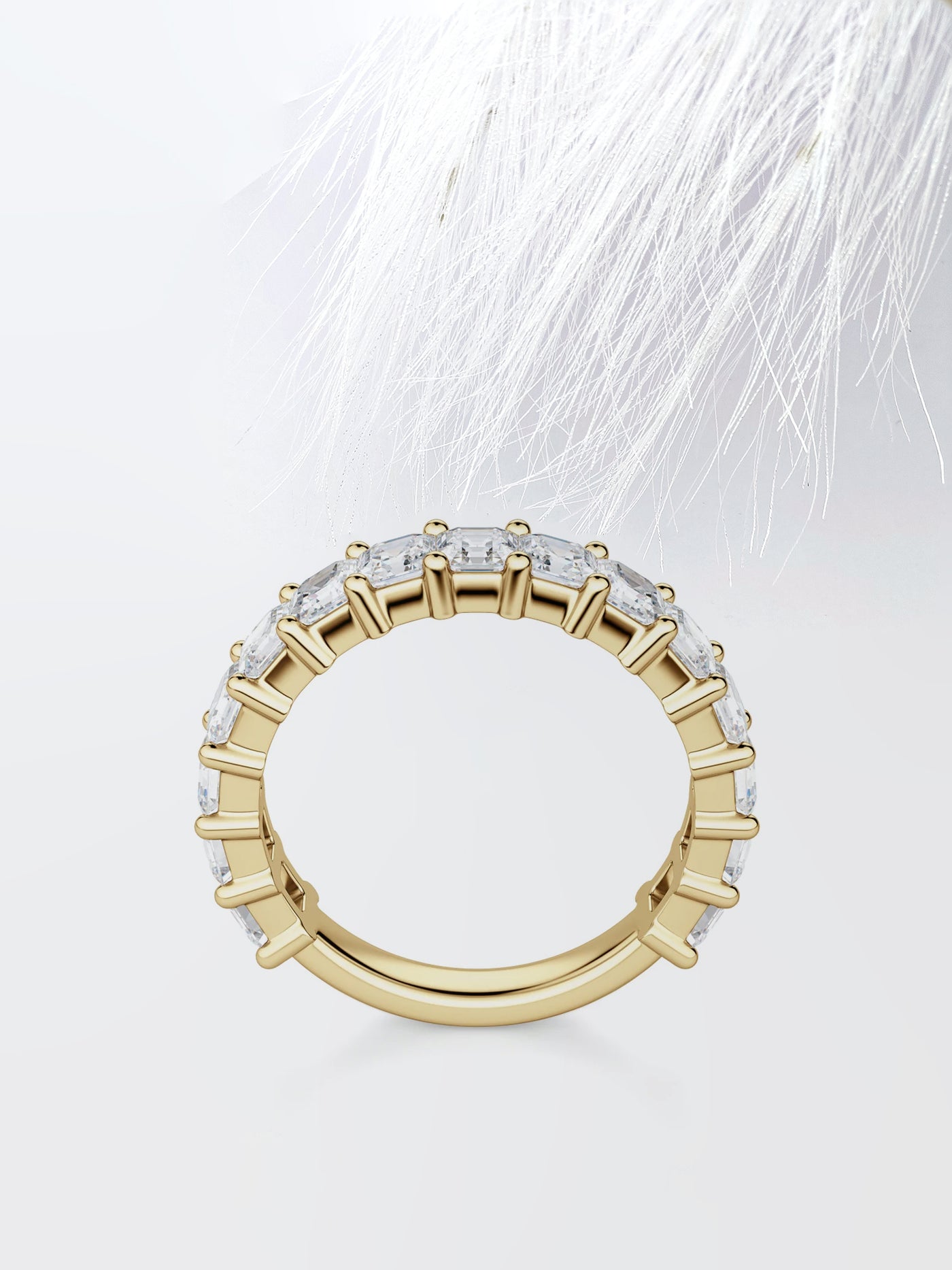 Asscher Cut Semi Eternity (3\4) Diamond Wedding Band For Her