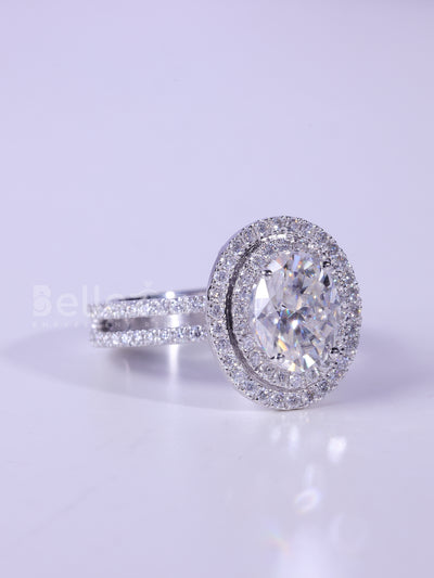 1.50CT Oval Cut Double Halo Moissanite Engagement Ring