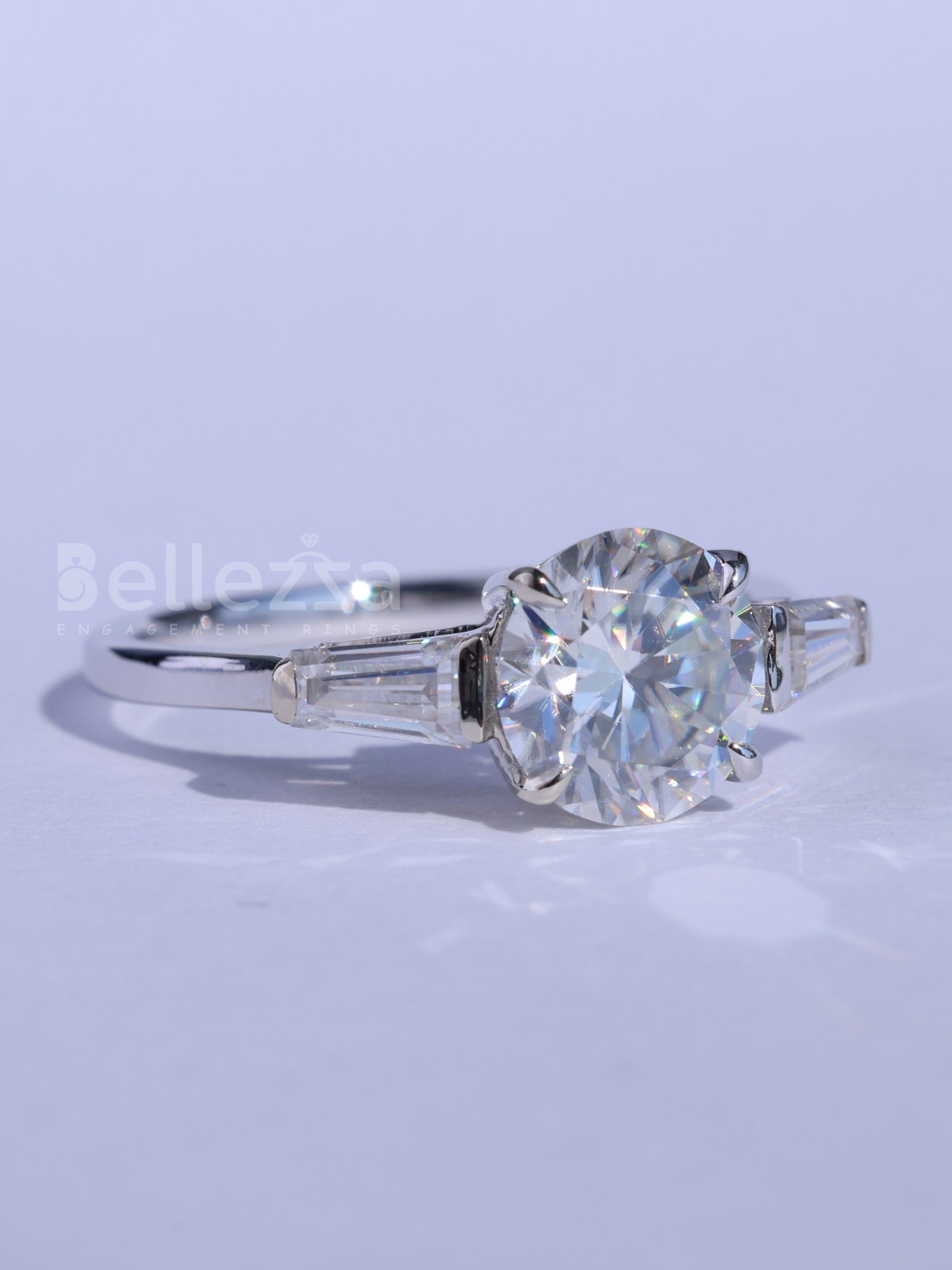 1.50CT Round Cut Three Stone Moissanite Engagement Ring