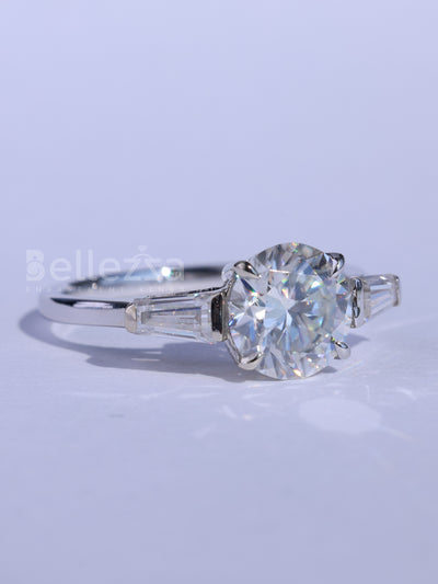 1.50CT Round Cut Three Stone Moissanite Engagement Ring