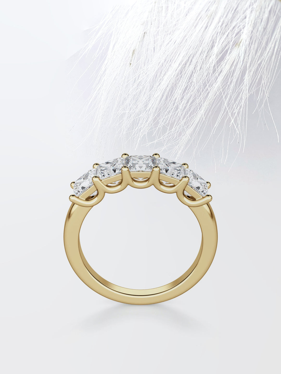 Princess Cut Five Stone Diamond Wedding Band For Her