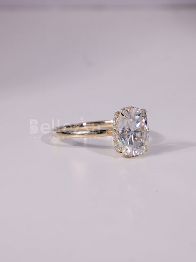 1.50CT-3.50CT Elongated Cushion Cut Hidden Halo Engagement Ring