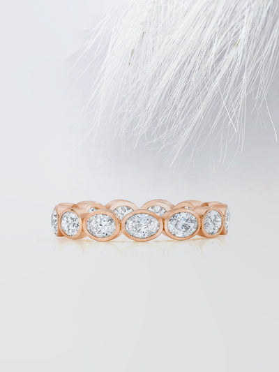 Oval Cut Bezel Diamond Wedding Band For Women