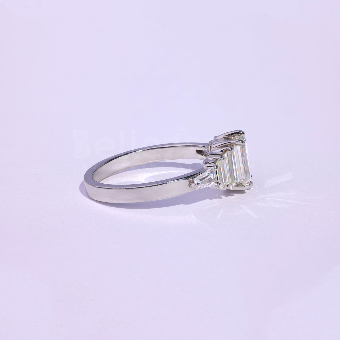 1.0CT Emerald Cut Cluster Moissanite Engagement Ring - Ready to ship