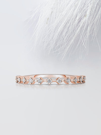 Round Cut Half Eternity Diamond Wedding Band For Women