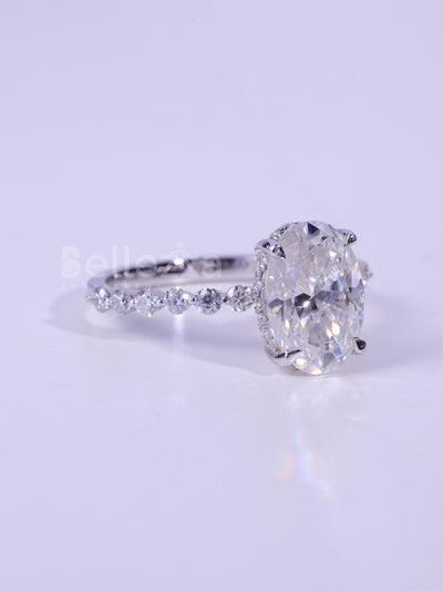 2.0CT-3.0CT Oval Cut Pave Setting Moissanite Engagement Ring