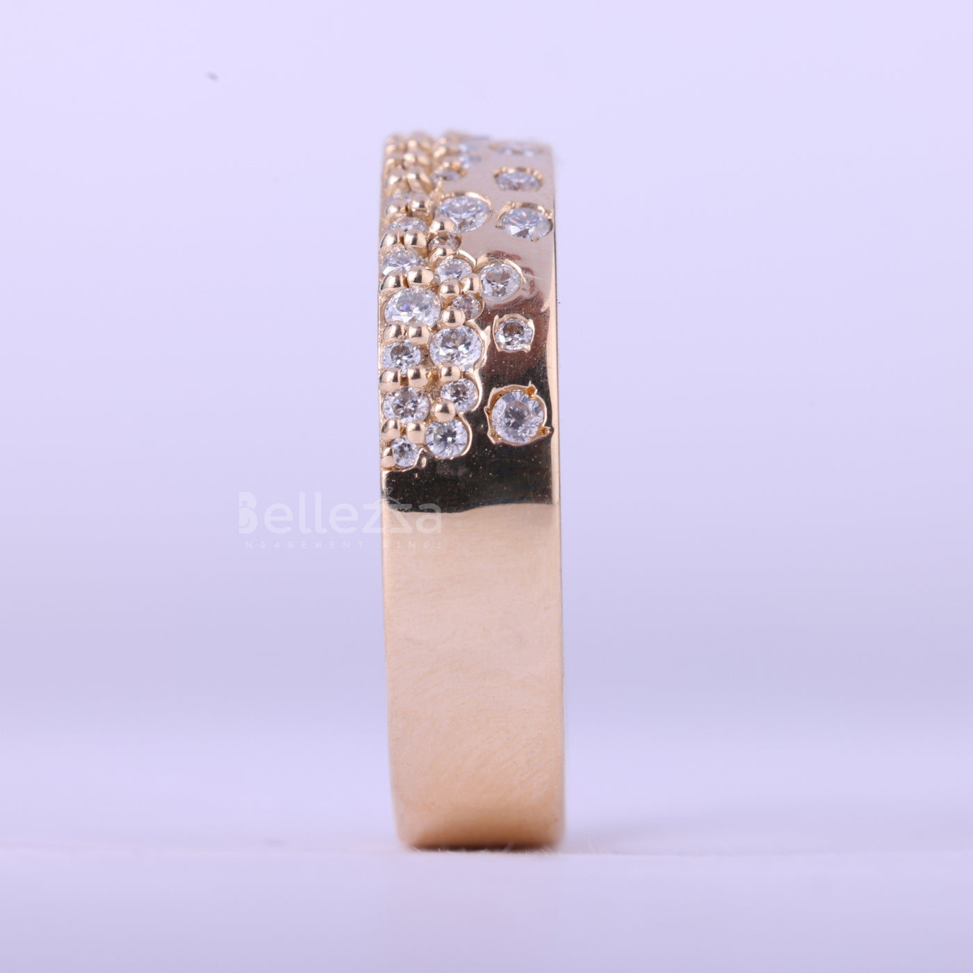 Round Cut Cluster Diamond Flush Set Moissanite Wedding Band