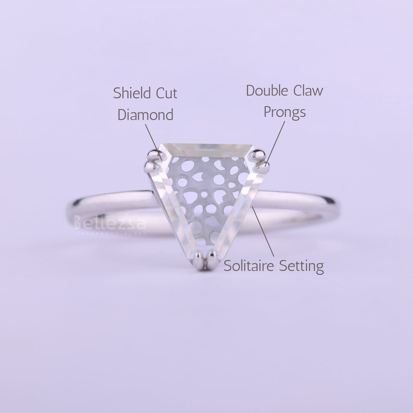 1.0CT Shield Cut Diamond Moissanite Solitaire Engagement Ring