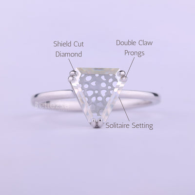 1.0CT Shield Cut Diamond Moissanite Solitaire Engagement Ring