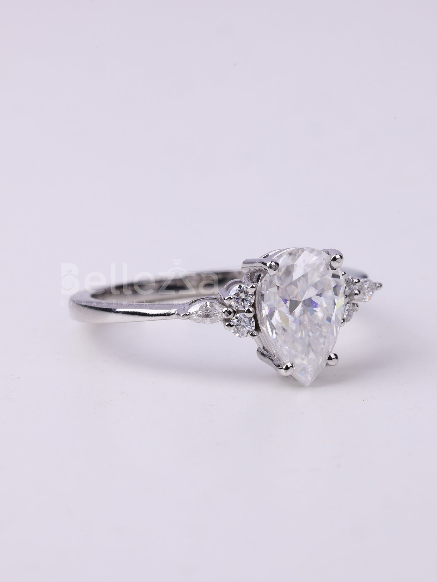 1.50CT Pear Cut Cluster Diamond Engagement Ring
