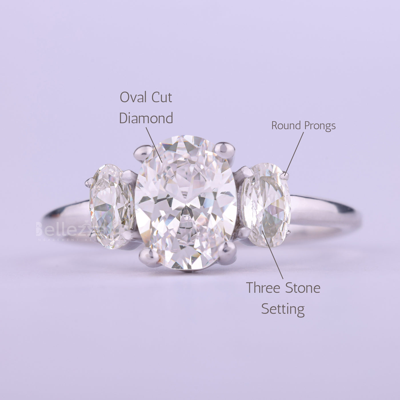 1.0CT Oval Cut Three Stone Moissanite Engagement Ring