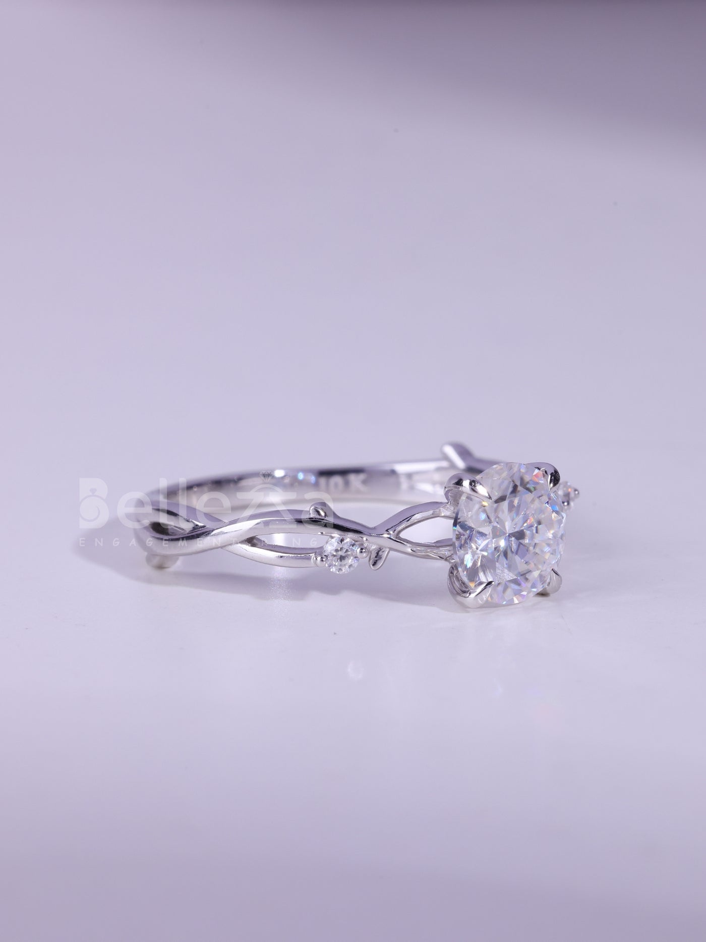 1.0CT Round Cut Diamond Nature Inspired Moissanite Engagement Ring