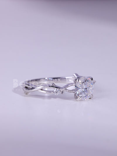 1.0CT Round Cut Diamond Nature Inspired Moissanite Engagement Ring