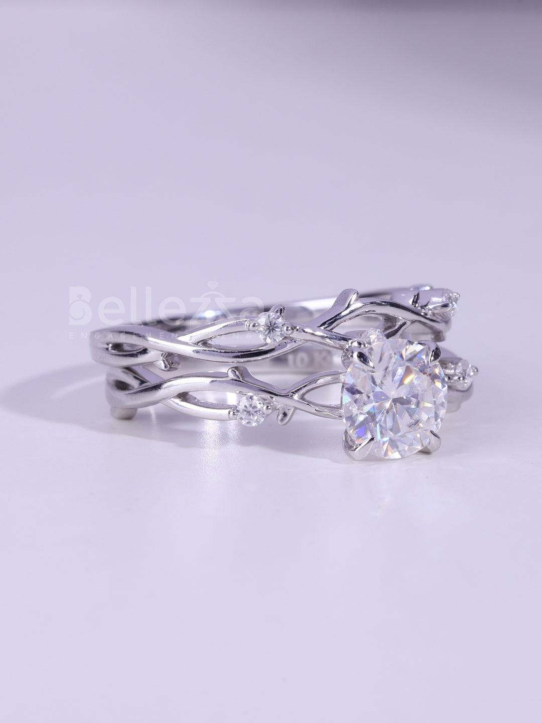 1.0CT Round Cut Diamond Nature Inspired Bridal Ring Set