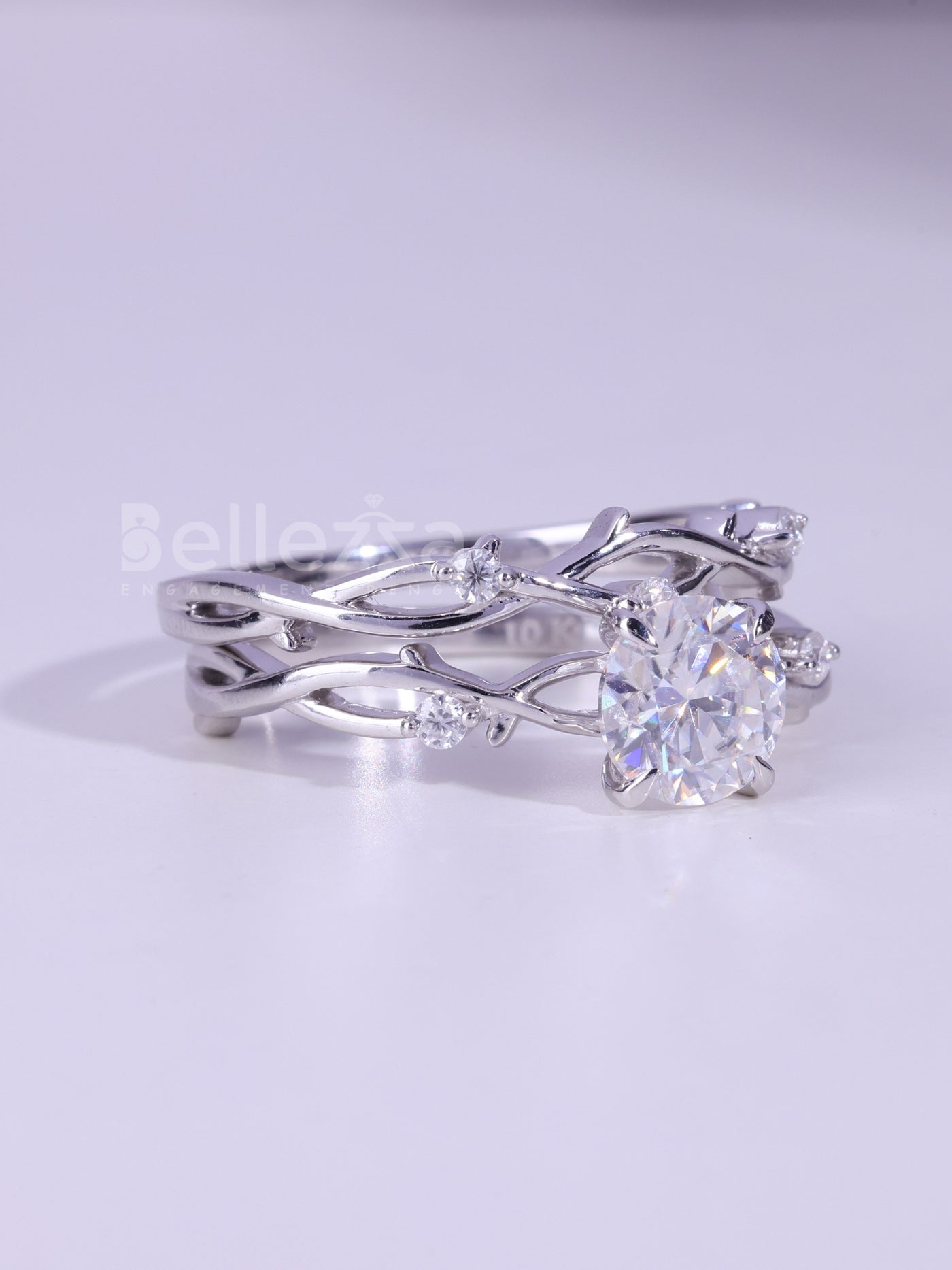 1.0CT Round Cut Diamond Nature Inspired Bridal Ring Set