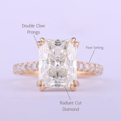 1.50CT Radiant Cut Pave Setting Moissanite Engagement Ring