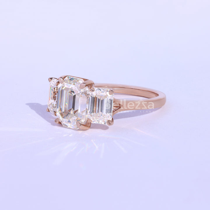 2.0CT Emerald Cut Three Stone Engagement Ring - Ready To Ship