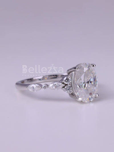 2.50CT Oval Cut Cluster Diamond Moissanite Engagement Ring