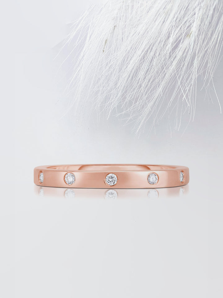 Round Cut Diamond Wedding Band For Women, Anniversary Gift For Her