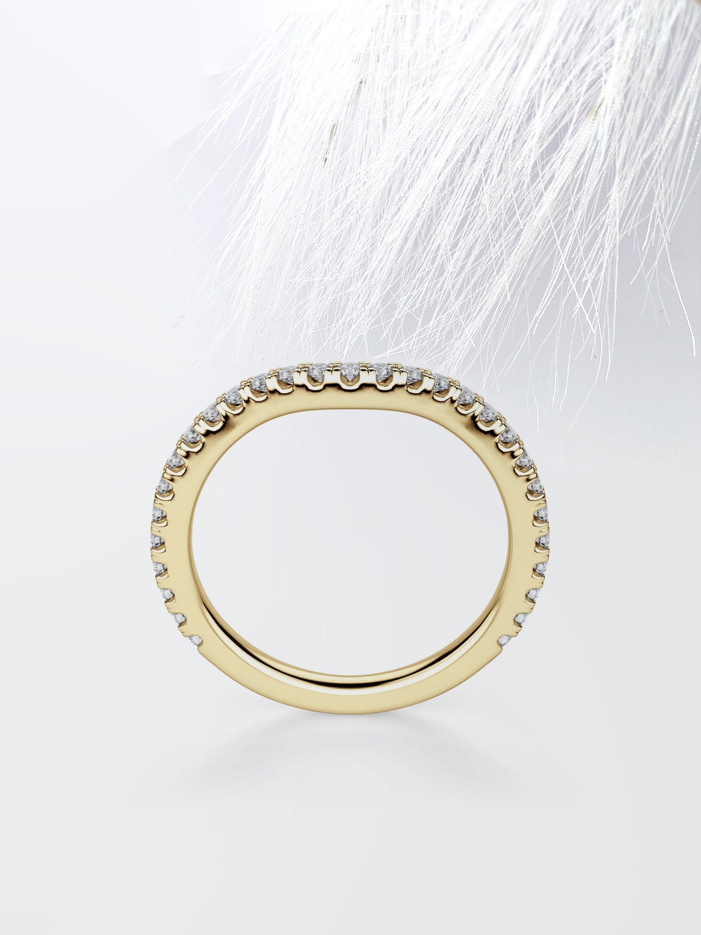 Round Cut Curved Diamond Wedding Band For Her