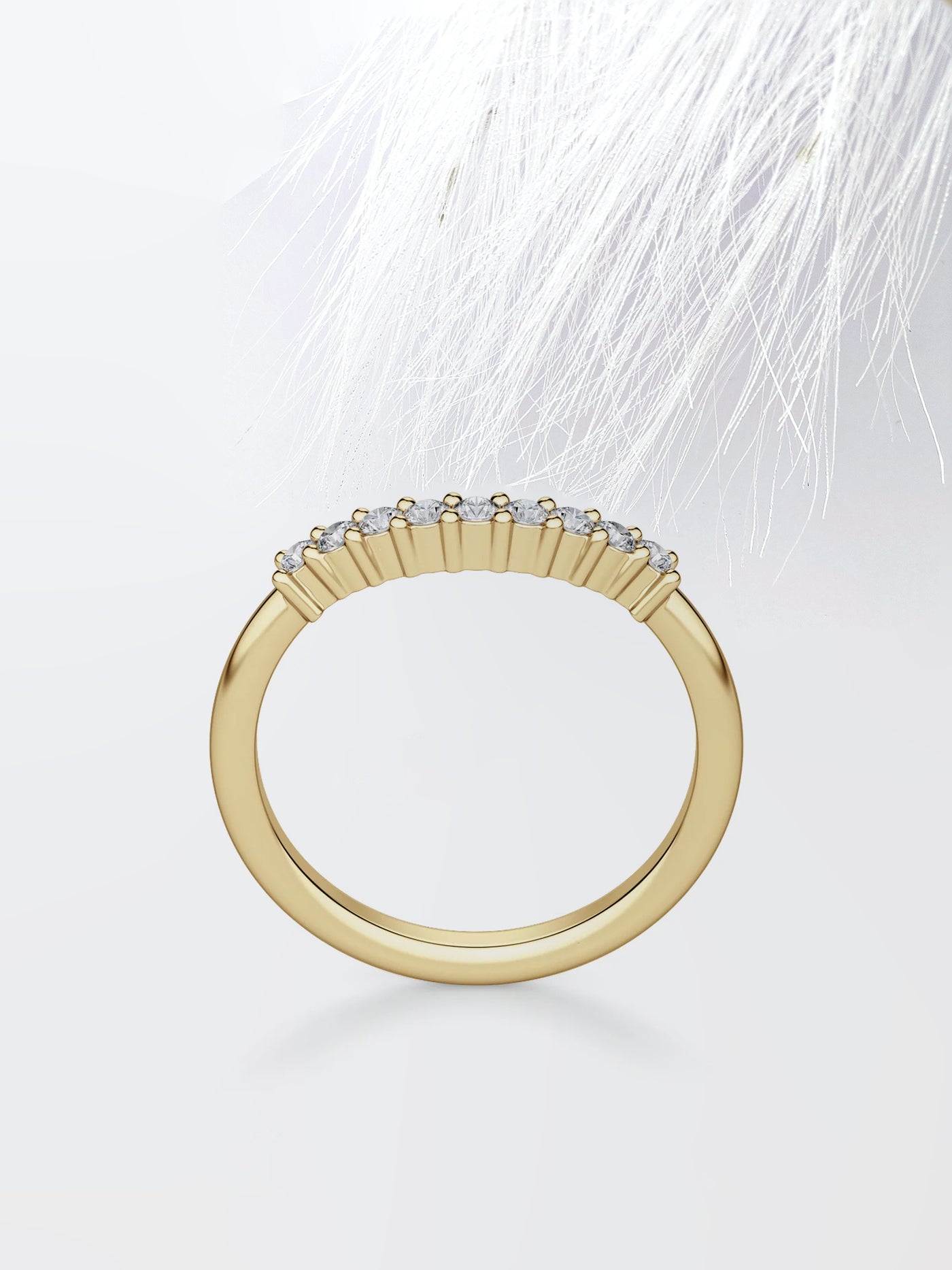 Round Cut Curved Diamond Wedding Band For Women