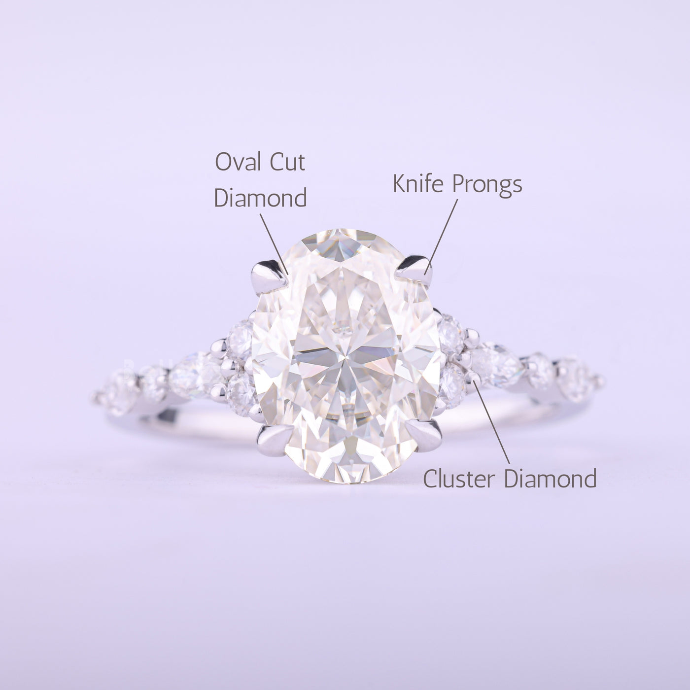 1.50CT Oval Cut Cluster Diamond Moissanite Engagement Ring