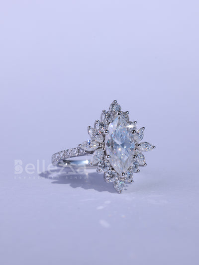 1.50CT Marquise Cut Cluster Diamond Moissanite Engagement Ring