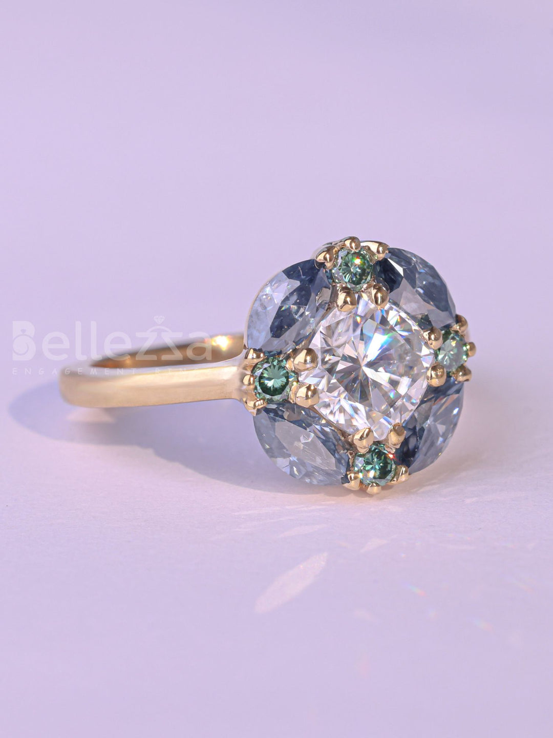 1.0CT Round cut Diamond Unique Halo Moissanite Engagement Ring