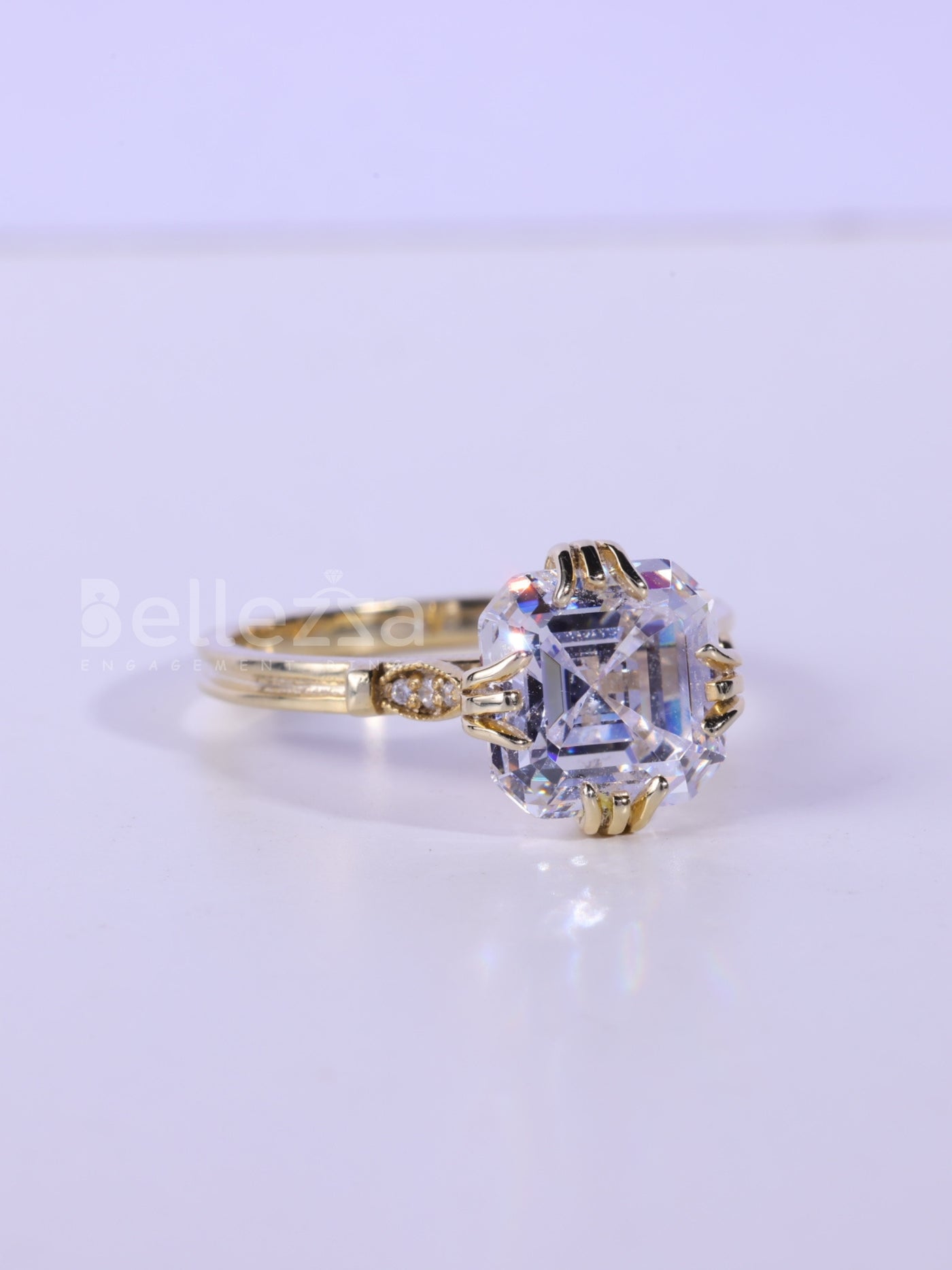 3.0CT-4.0CT Asscher Cut DImaond Unique Engagement Ring