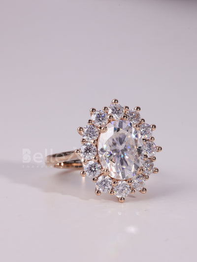 1.50CT-2.50CT Oval Cut Floral Halo Dimaond Engagement Ring