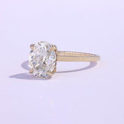 2.0CT Oval Cut Moissanite Hidden Halo Engagement Ring - Ready to ship