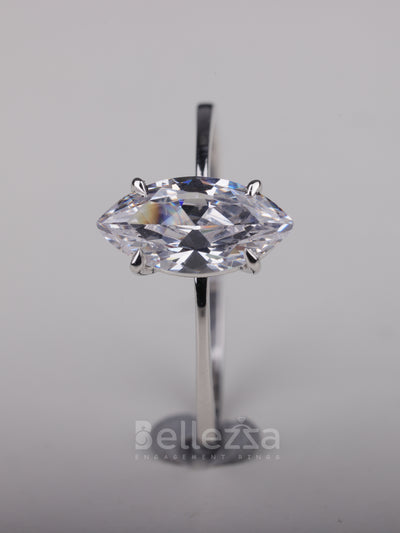 1.0CT Marquise Cut Solitaire Moissanite Engagement Ring