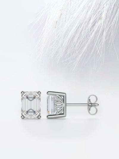 1.0CT Emerald Cut Stud Moissanite Diamond Earrings For Women
