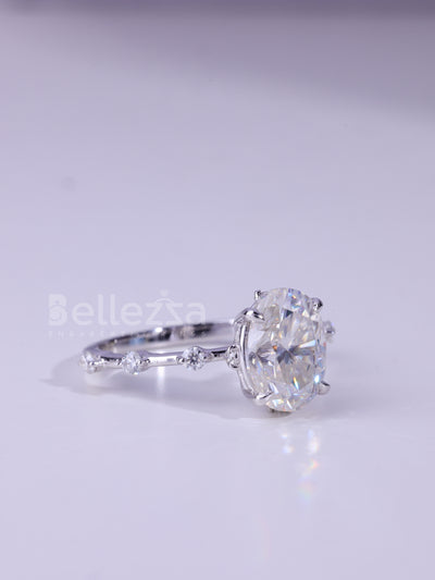 1.50CT Oval Cut Petite Pave Setting Moissanite Engagement Ring