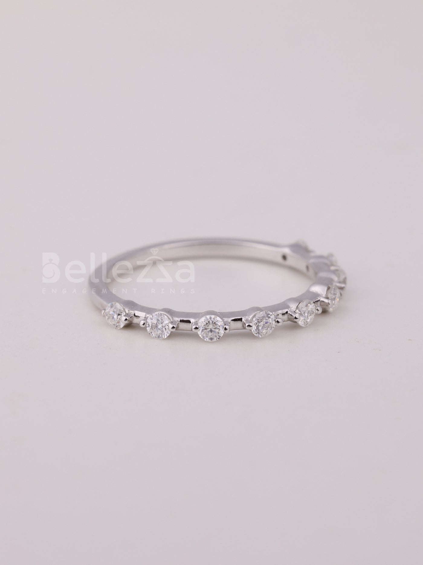 Round Cut Petite Pave Setting Moissanite Wedding Band