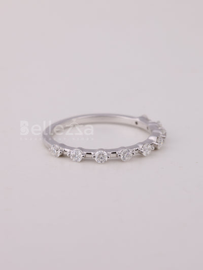 Round Cut Petite Pave Setting Moissanite Wedding Band