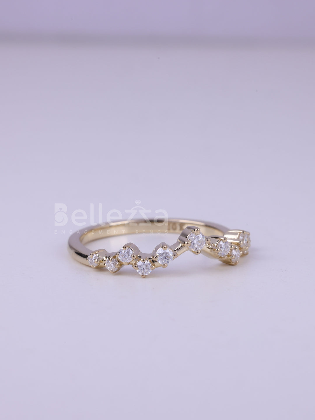 Round Cut Cluster Moissanite Wedding Band For Her