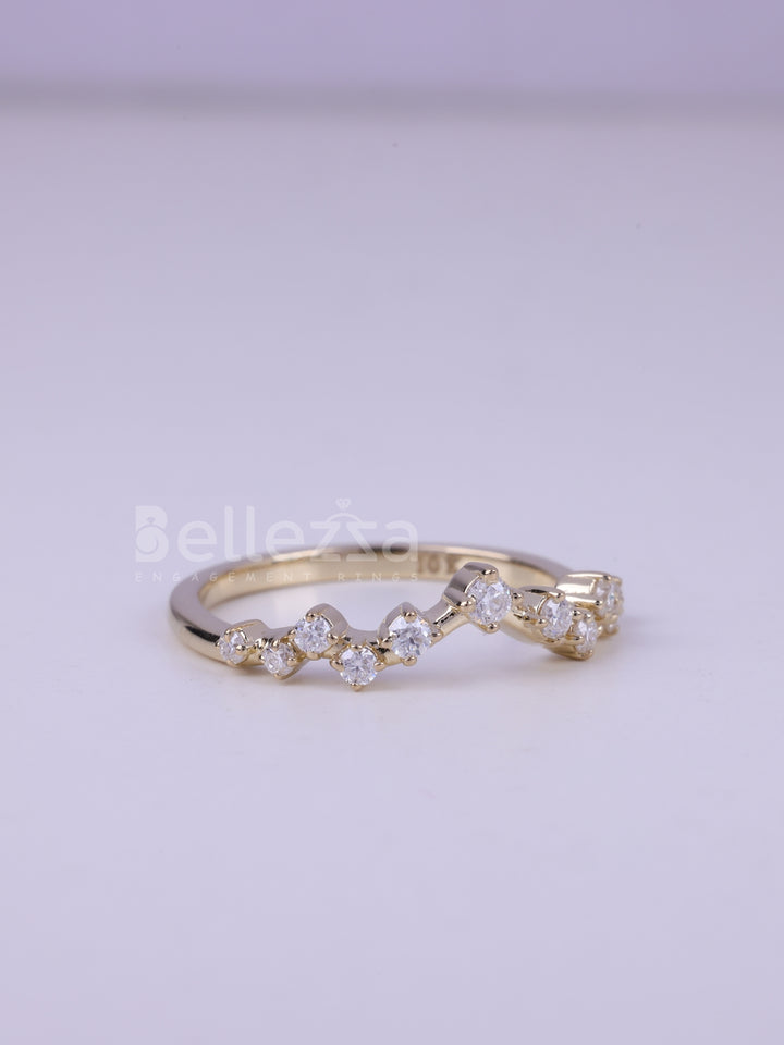 Round Cut Cluster Moissanite Wedding Band For Her