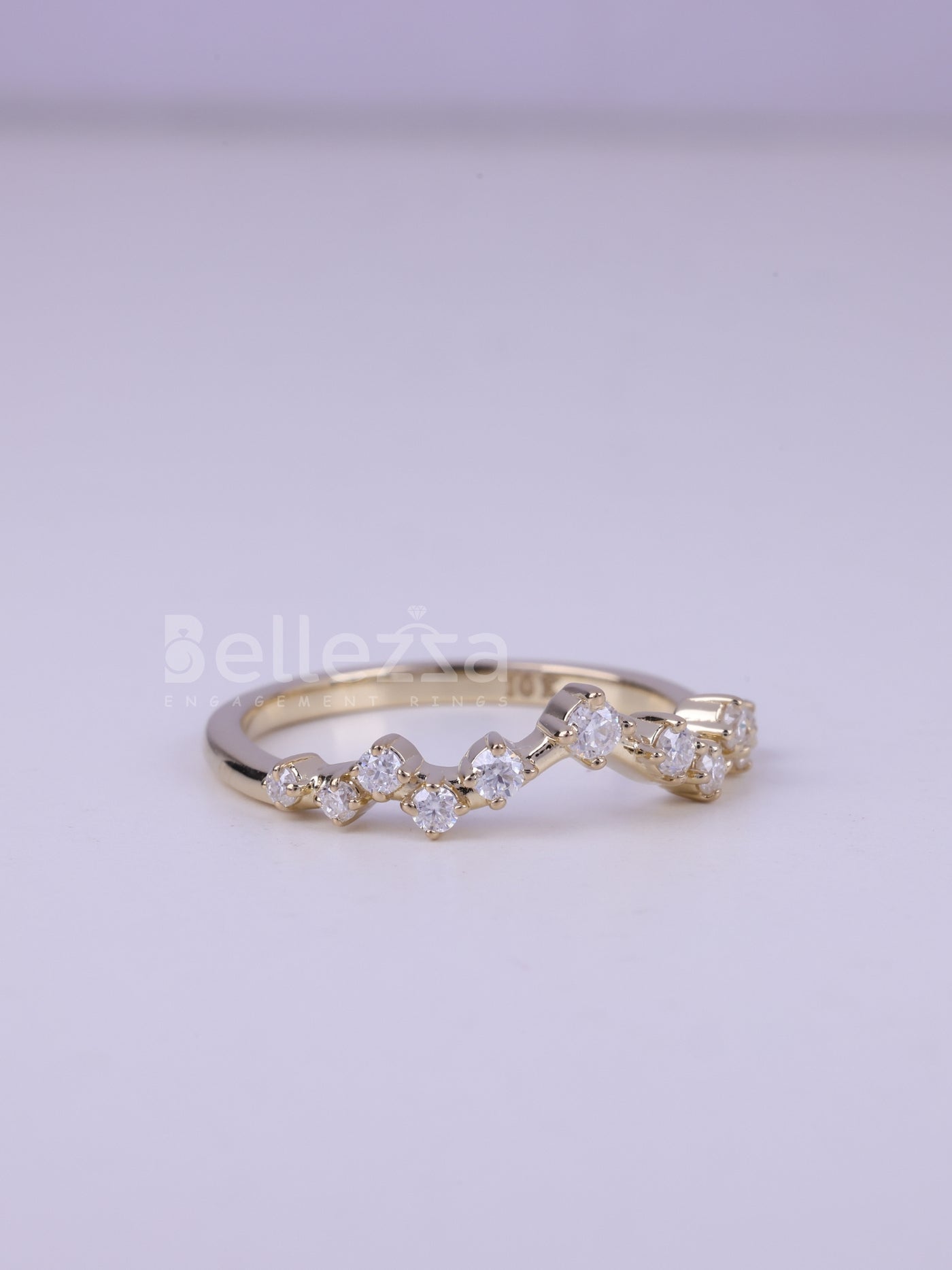 Round Cut Cluster Moissanite Wedding Band For Her