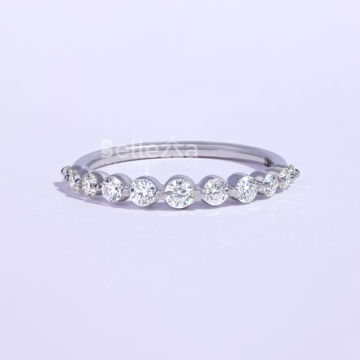 Round Diamond Bubble Pave Moissanite Wedding Band - Ready To Ship