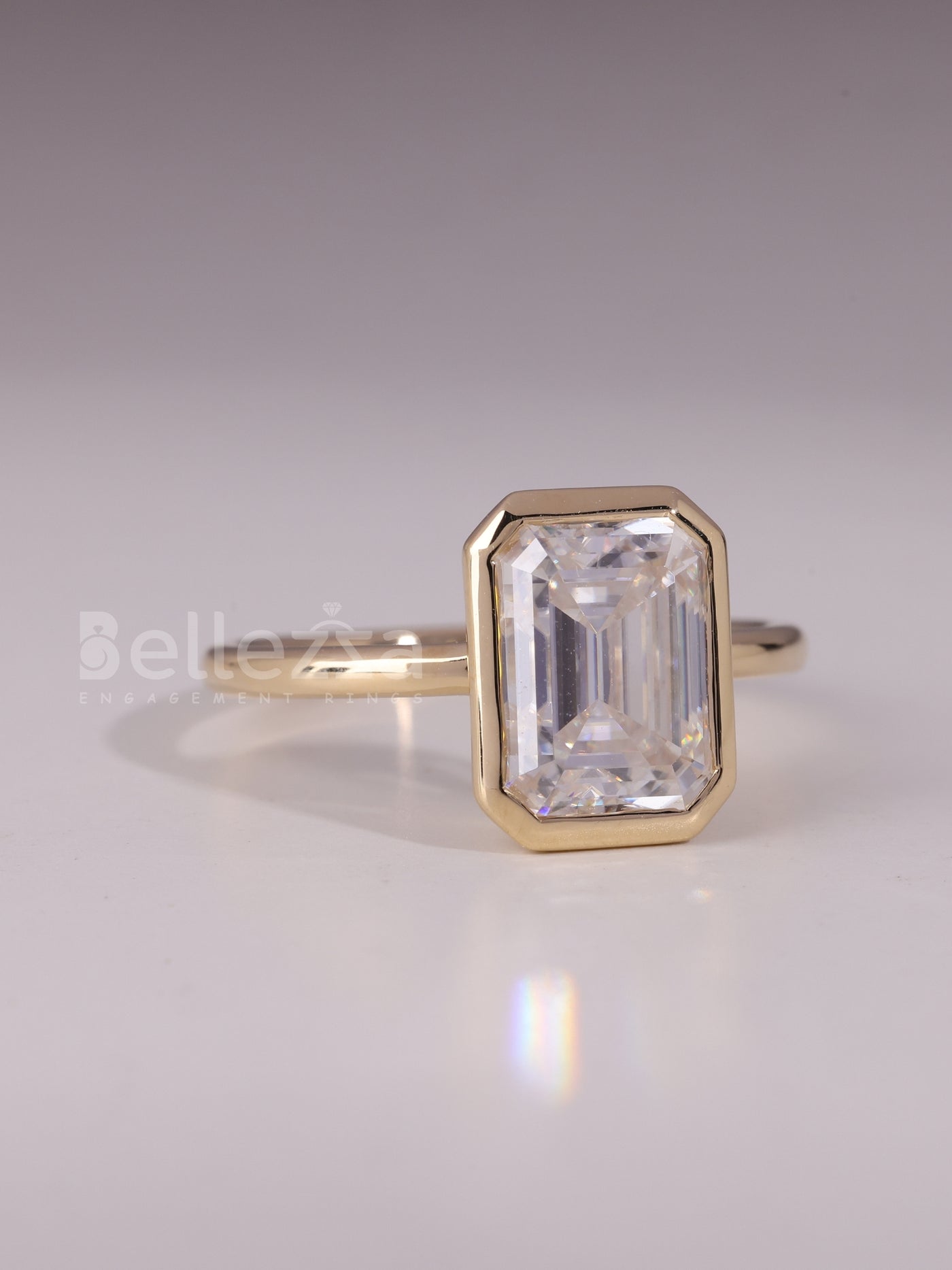 1.50CT-2.50CT Emerald Cut Bezel Setting Engagement Ring