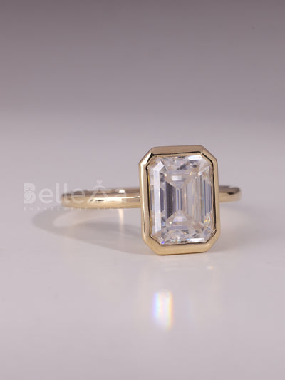 1.50CT-2.50CT Emerald Cut Bezel Setting Engagement Ring