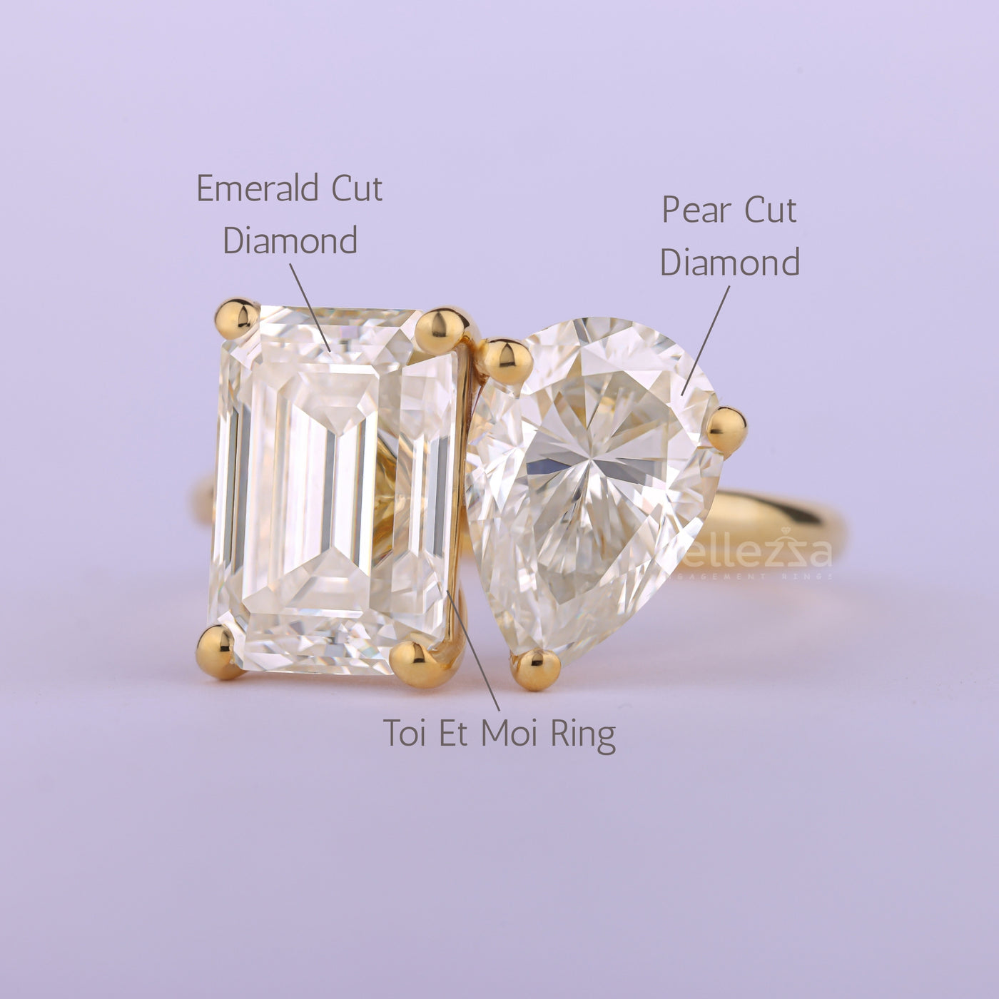 2.0CTW Emerald & Pear Toi Et Moi Engagement Ring For Her