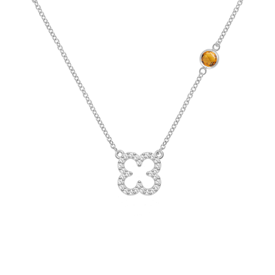 1.93TCW Round Open Floral Moissanite November Birthstone Necklace