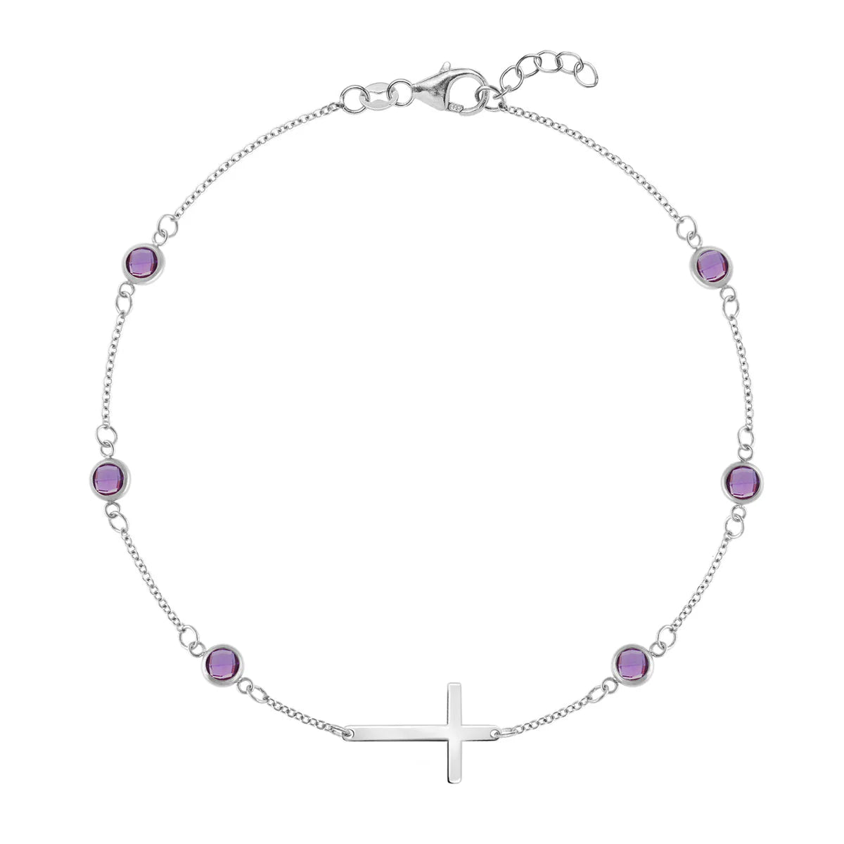 1.50 TCW Round Cut Cross Moissanite February Birthstone Bracelet