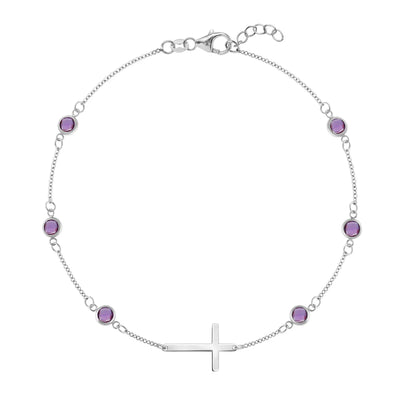 1.50 TCW Round Cut Cross Moissanite February Birthstone Bracelet